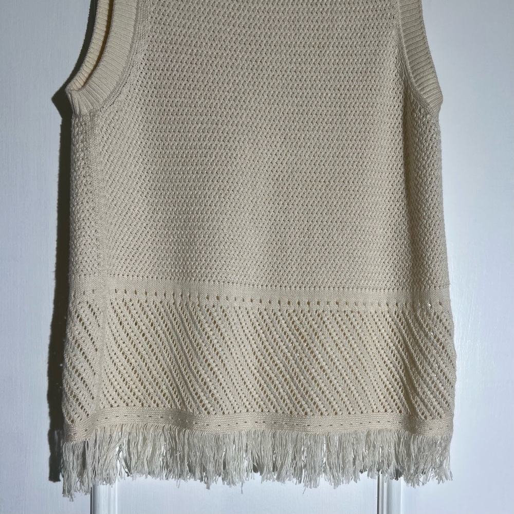 Ramy Brook Cream Knit Fringe Tank Top - Picture 7 of 8